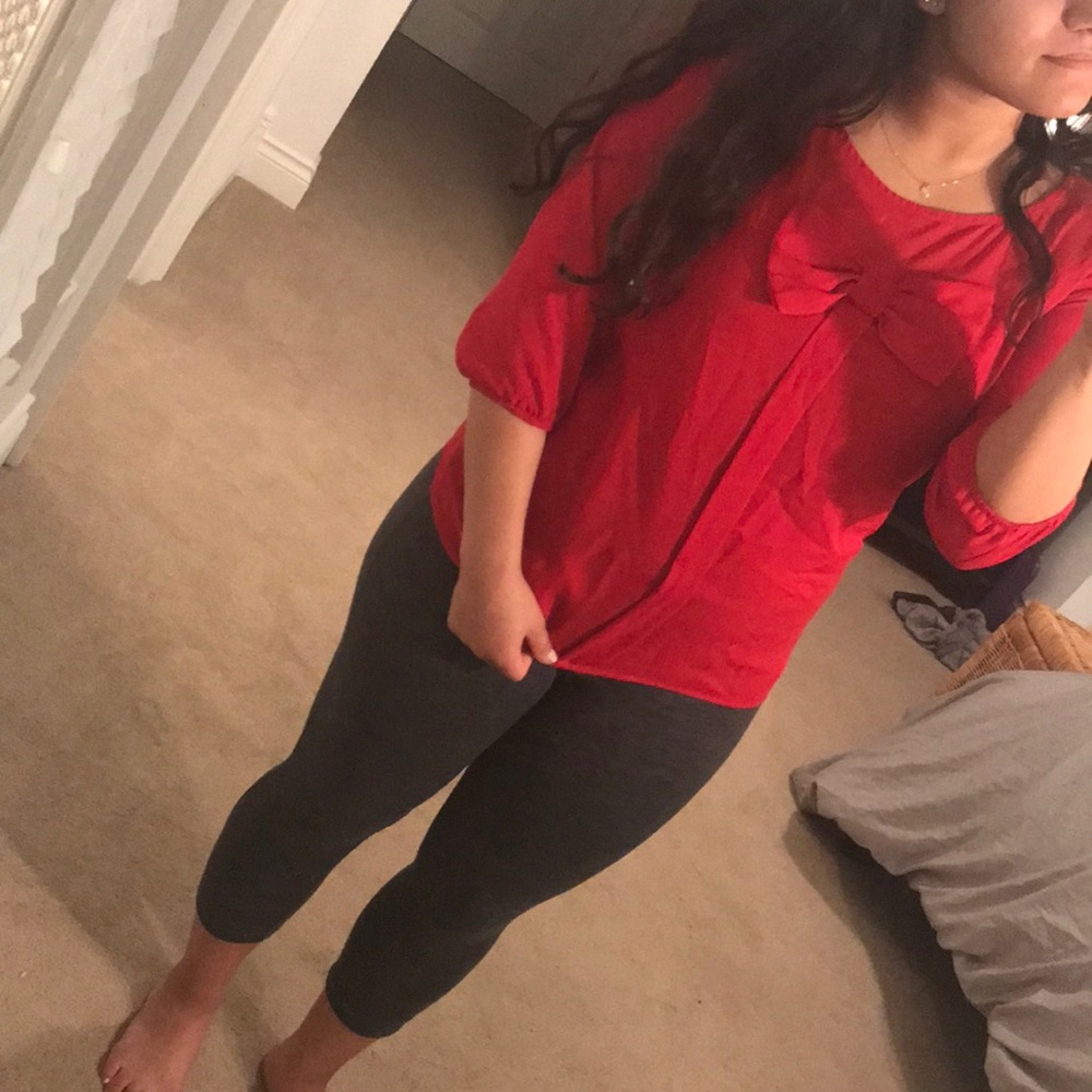 Red bow blouse